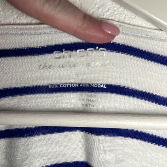 Chico’s The Ultimate Tee Striped Open Front Cardigan Size 1 - Picture 2 of 7